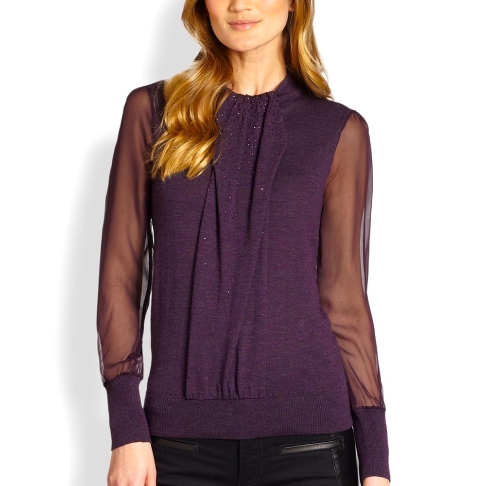 Tory Burch Abitha Sweater Metrino Wool and Silk Size XS